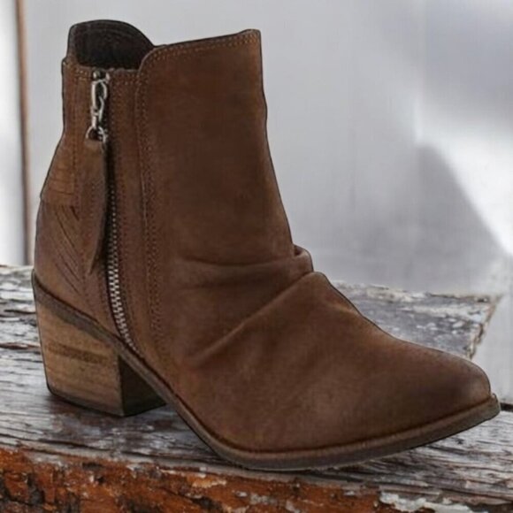 Matisse Leather Byron Boho Woven Slouchy Western Booties, Ankle Boots Size 10 - Picture 1 of 13